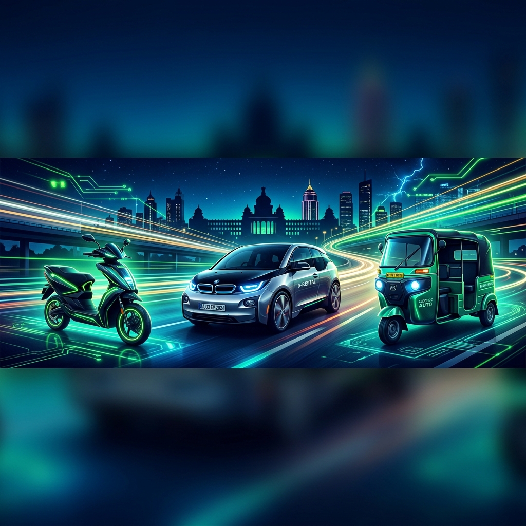 RIDO vehicle rental fleet — bike, auto and car rentals in Bengaluru